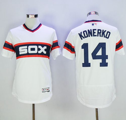 White Sox #14 Paul Konerko White Flexbase Authentic Collection Alternate Home Stitched MLB Jersey - Click Image to Close